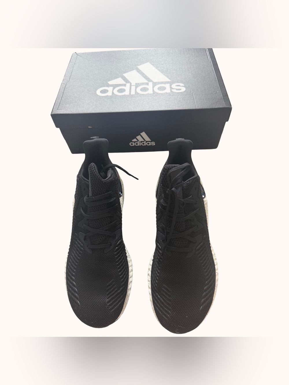 adidas Black Athletic Running Shoes with White Speckled Midsole